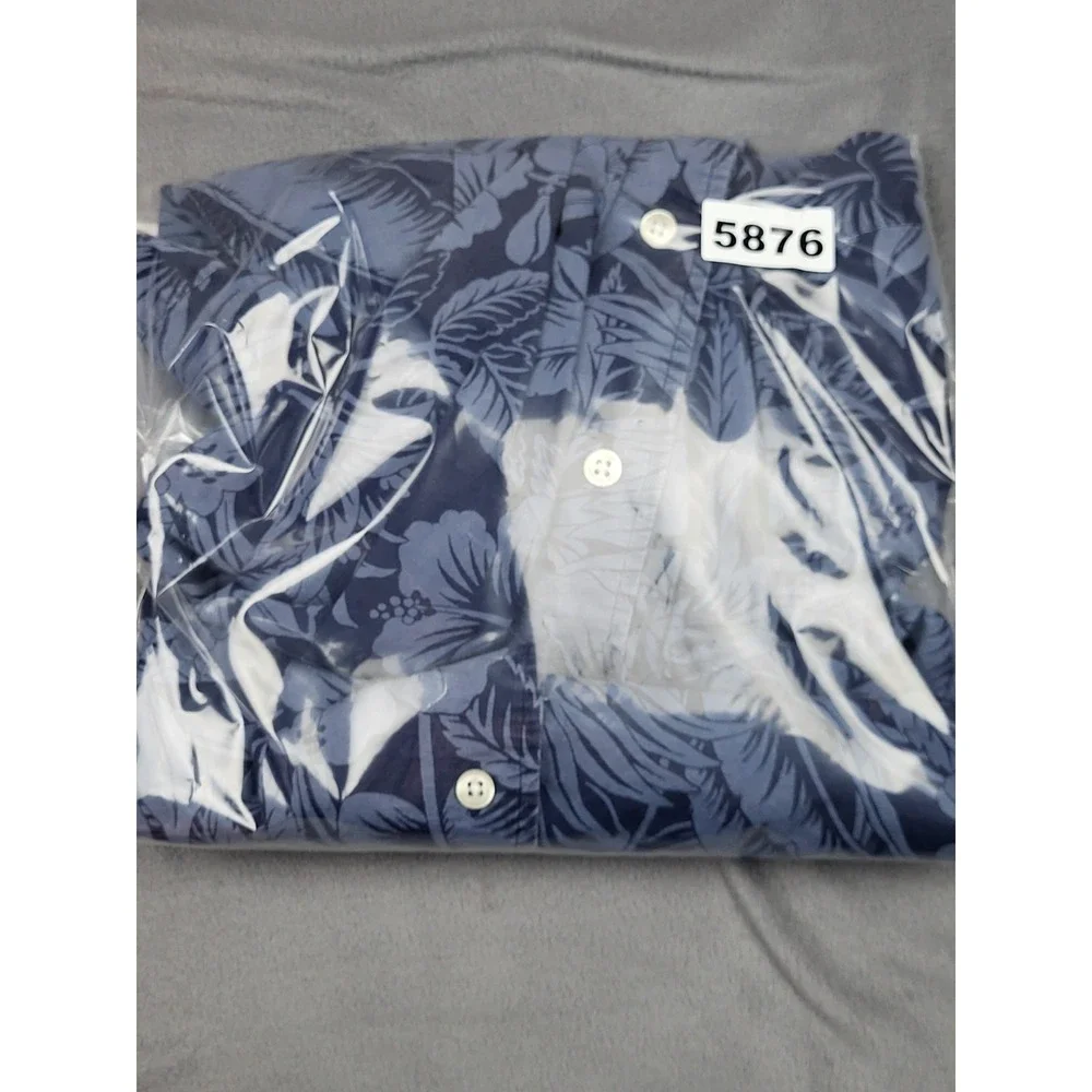 Polo Ralph Lauren Shirt Mens L Blue Floral Short Sleeve Button Up Cotton Classic